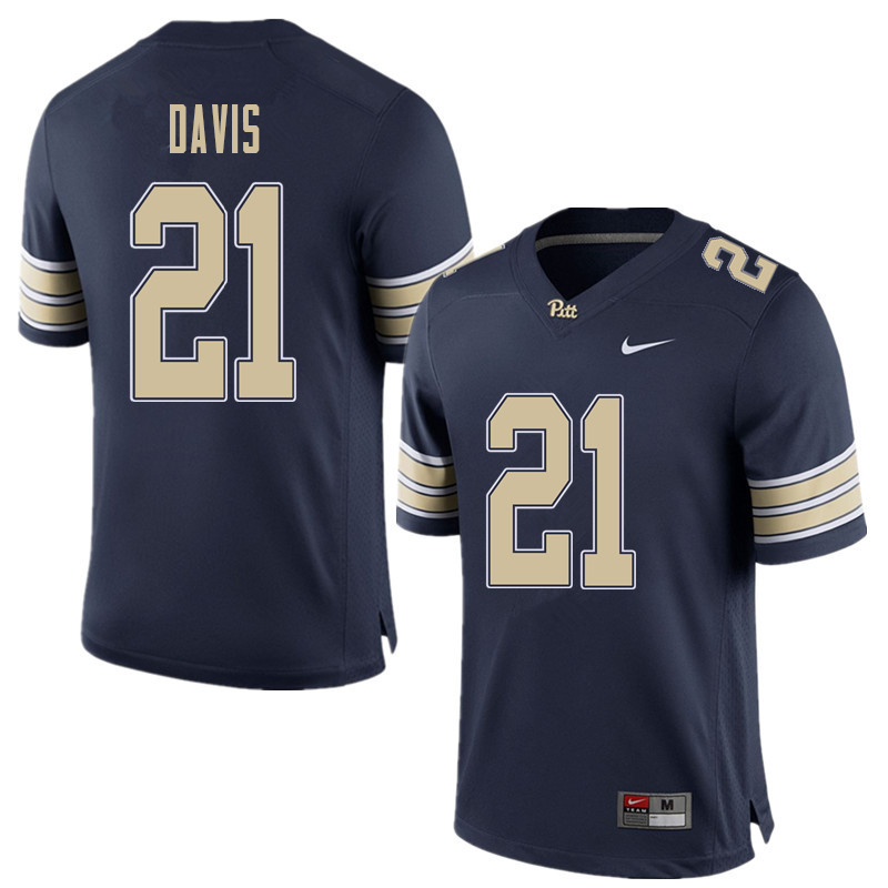 Men #21 A.J. Davis Pittsburgh Panthers College Football Jerseys Sale-Home Blue